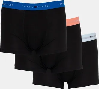 Tommy Hilfiger Mens Tommy Hilfiger 3-Pack Logo Waistband Mens Trunks - Peach/Blue/Light Blue - Black - Size: 35/34/32/9.5/13/12.5/12/11.5/11/9/16/15.5/15/14.5/14/13
