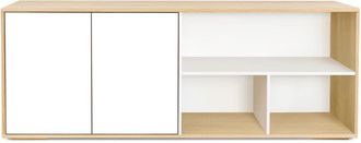 Miliboo Aparador bajo nórdico de roble macizo blanco y madera clara 190 cm ezia