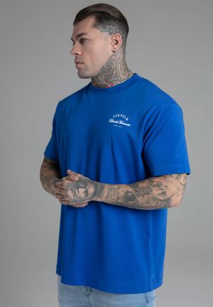 Siksilk Camiseta gr&aacute;fica azul para hombre SikSilk L