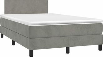 vidaXL Vidaxl - Cama Box Spring Colch&oacute;n Y Led Terciopelo Gris Claro 120x200 Cm