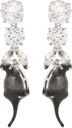 Ottolinger rhinestone-embellished stud earrings - women - Rhinestone/Polyurethane/Metal - One Size - Black