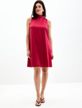 Contemporaine Womens Tie-neck satiny dress