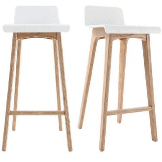 Miliboo Miliboo - Set De 2 Taburetes De Cocina N&oacute;rdicos Blancos Y Madera Clara 75 Cm Baltik