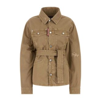 Dsquared2 Beige Katoenen Jack Rokken - Dames - Zomerjassen - Beige - S - Katoen - Jassen