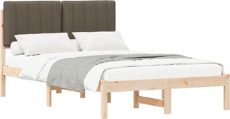 vidaXL Estructura De Cama Con Cabecera Tapizada Natural Y Taupe Vidaxl
