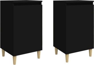 vidaXL Vidaxl - Mesitas de noche 2 uds madera contrachapada negro 40x35x70 cm
