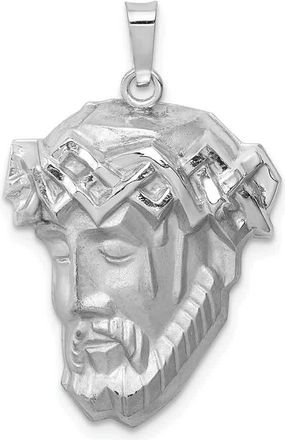 Diamond2Deal 14k White Gold Hollow Polished and Satin Large Jesus Medal