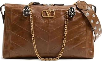 Valentino Garavani Brown Panthea Large Shoulder Bag