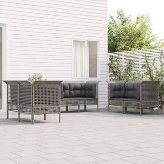 vidaXL Set De Muebles De Jard&iacute;n 6 Pzas Y Cojines Rat&aacute;n Sint&eacute;tico Gris Vidaxl