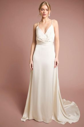 Oasis Womens Strappy V Neck Wedding Dress - White - Size 16 UK