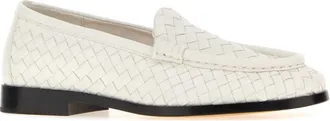 Bottega Veneta Womens White Leather Silenzio Loafers Alabaster Mocassini