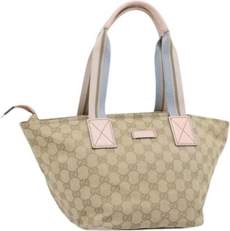 Gucci Pre-owned Vintage GG Canvas Hand Bag - Dames - Vintage Shopper - Beige - ONE Size - Leer - Vintage