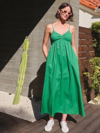 Stateside Jade Mixed Media Maxi Dress In Green