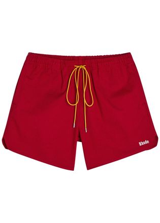 Rhude Rhude Classic Logo-embroidered Cotton Shorts - Red And White - XL