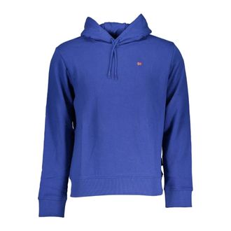 Napapijri Hoodies, male, Blue, Size: S Blue Hooded Sweatshirt with Embroidery