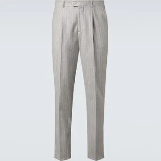 Brunello Cucinelli Pinstripe wool and cashmere tapered pants