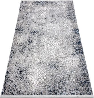RugsX Rugsx - Alfombra Moderna Rebec Franjas 51117 - Dos Niveles De Vell&oacute;n Crema / Azul Oscuro Blue 280x370 Cm