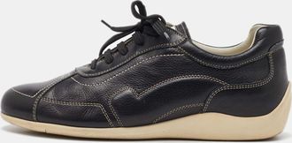 Ferragamo Black Leather Low Top Sneakers