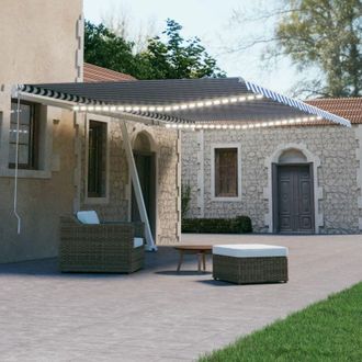 vidaXL Vidaxl - Toldo Autom&aacute;tico Led Sensor De Viento Azul Y Blanco 600x300 Cm