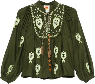 Farm Rio Embroidered Tassel Shirt