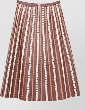 Yves Salomon leather midi skirt striped pleated design