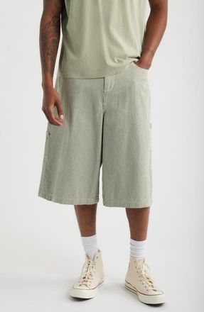 Elwood Field Pinstripe Denim Shorts in Green Pinstripe at Nordstrom, Size 34