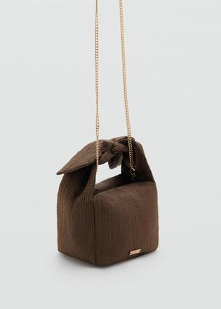 Mango Borsa mano bambula fiocco caff&egrave; - Donna - Taglia unica - MANGO
