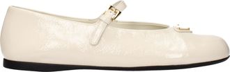 Prada Damens Ballerinas aus Lackleder Beige/Elfenbein