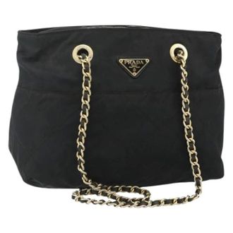 Prada Pre-owned Shoulder Bags, female, Black, Size: ONE SIZE Pre-owned Vintage Nylon Tote Bag
