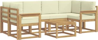 vidaXL Conjunto De Sof&aacute;s De Exterior 7 Uds. Blanco Y Crema Vidaxl