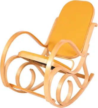 Hhg Mecedora M41, Sill&oacute;n Basculante Sill&oacute;n Tv, Madera Maciza, Aspecto Roble, Tela/textil Amarillo