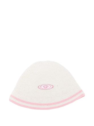 Casablanca logo-plaque striped hat - unisex - Cotton/Polyurethane - One Size - White