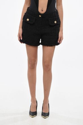 Versace Shorts in Boucle con Doppia Tasca e Dottoni Logati Versace