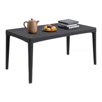 Dmora Mesa De Jard&iacute;n Lappano, Base De Picnic, Mesa De Comedor De Jard&iacute;n, Banco Multiusos Para Exterior, 160x90 H74 Cm, Antracita - Dmora