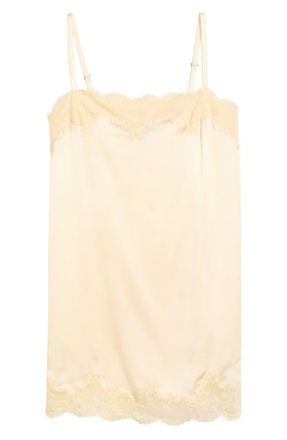 Reformation Lilah Lace Trim Silk Minidress in Yogurt at Nordstrom, Size X-Small