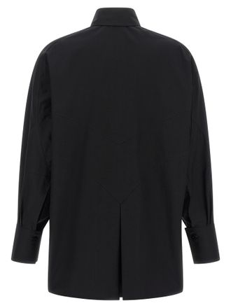 The Attico Logo-Embroidered Cotton Blouse - Black