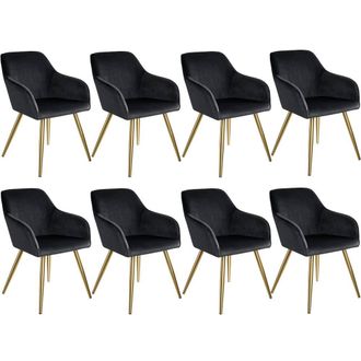 TecTake Accent Chair Marilyn Set Of 8 - Black/Gold in Black | Size: 8 Pack