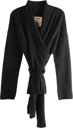 Uma Wang Ribgebreid vest met gewikkelde stropdas - Zwart