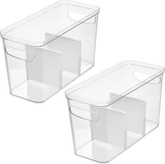 iDesign 3-Section Divided Pantry Organizer Bin - Set of 2 - Clear/White at Nordstrom