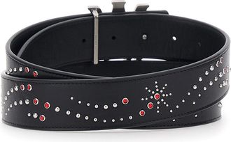 Amiri Mens Belt Logo Buckle Black Leather Cow
