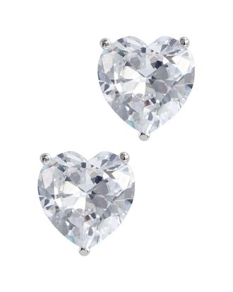 Savvy Cie Jewels Silver Cz Heart Solitaire Stud Earrings