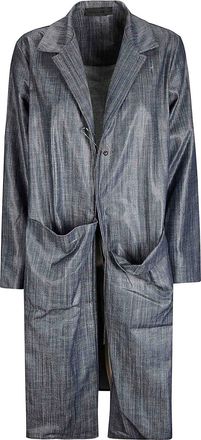 Maria Calderara Long jacket in medium dark denim