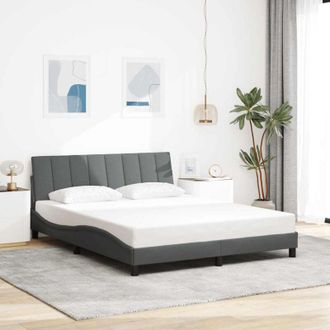 vidaXL Cama Sin Colch&oacute;n De Tela Gris Oscuro 160x200 Cm Vidaxl