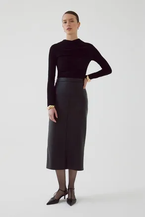 Exquise Alok Leather Skirt in Black at Nordstrom, Size Xx-Large