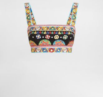 Dolce & Gabbana Carretto-print Cotton Top - Woman Shirts And Tops Multi-colored 36