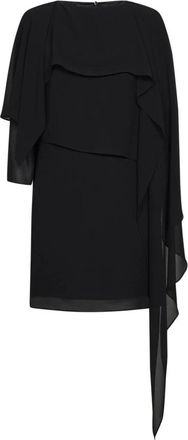 Maison Margiela Asymmetrische Gelaagde Cape-Stijl Korte Jurk - Dames - Korte kleedjes - Zwart - M - Polyester - Kleedjes