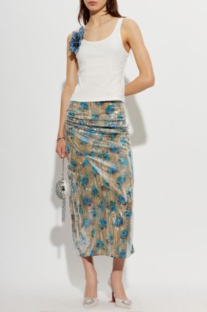 Tory Burch Sequin Skirt, Womens, Beige