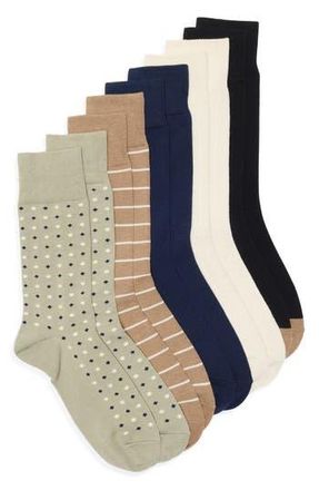 Nordstrom Rack 5-Pack Assorted Dress Socks in Green Tan Multi Dot at Nordstrom Rack, Size Regular