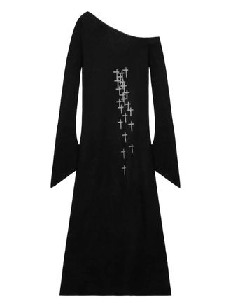 Rta Blair midi dress - women - Nylon/Wool/Nylon/Mohair/Spandex/Elastane - L - Black