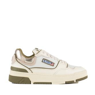 Autry Sneakers Clc Low In Whisper White Lizard And Platinum Leather